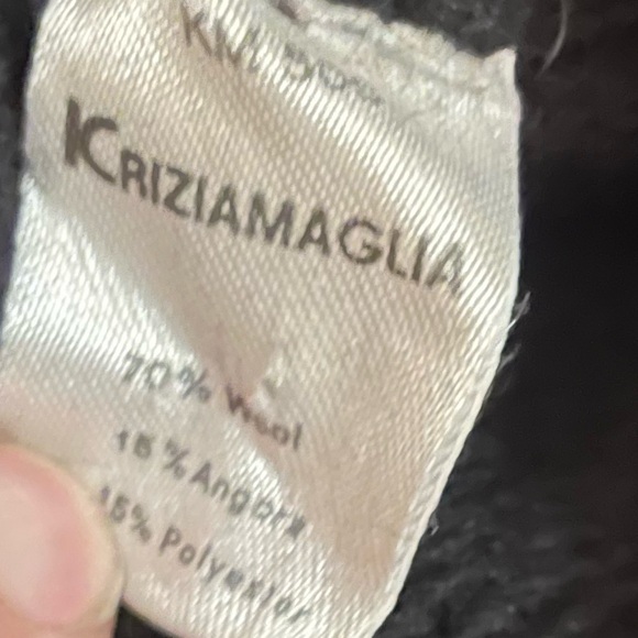 KRIZIA MAGLIA Black Silver Angora Wool Sweater Maxi Dress Sz M Women Leaves AI12 - Picture 3 of 5